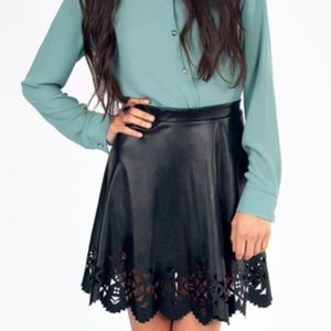 Tobi Cut It Out Faux Leather Like Skater Skirt